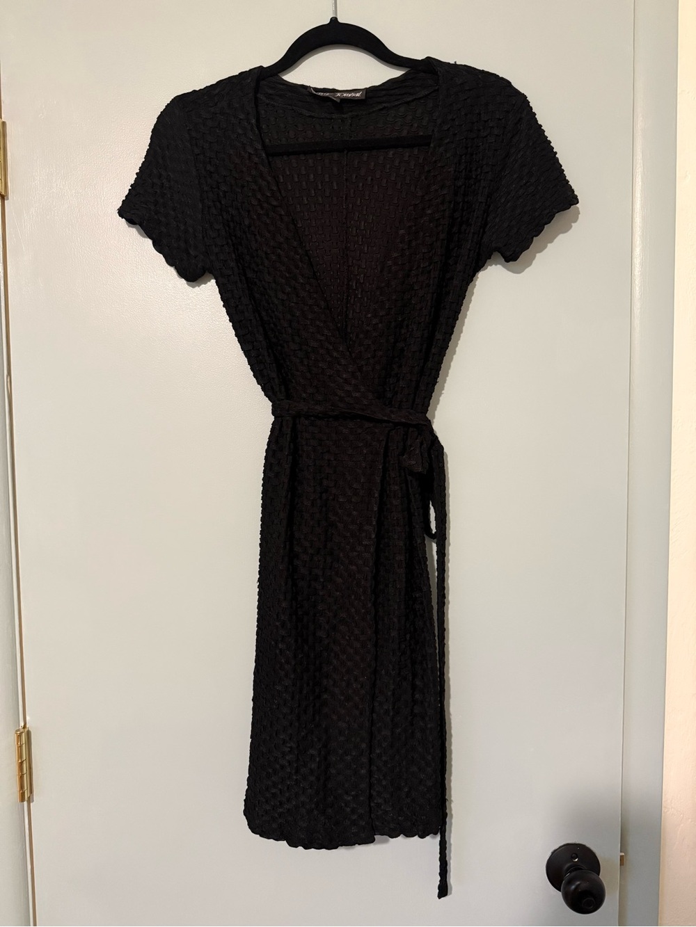 Betsey Johnson Black Textured V-Neck Mini Dress